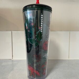 Starbucks Floral Tumbler with Straw